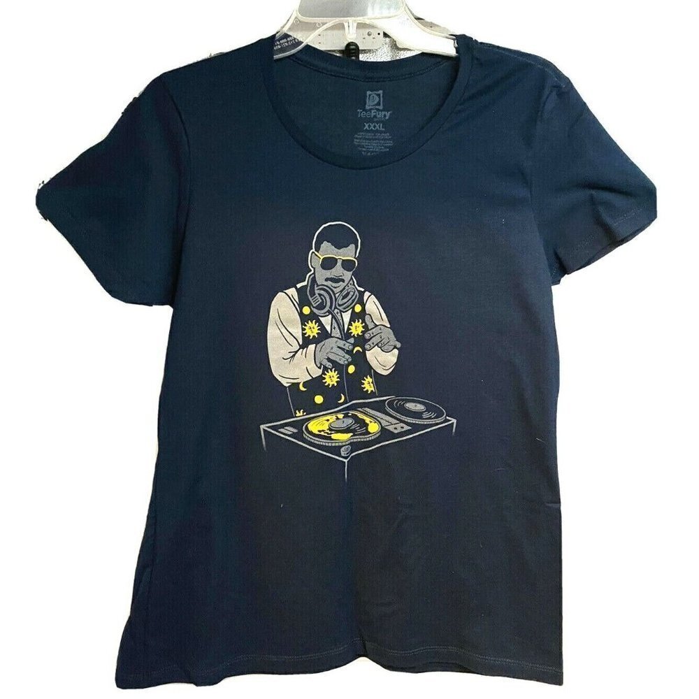 Teefury Blue Graphic T-Shirt XXXL 3XL DJ Preshrunk Unisex Lightweight Cotton New